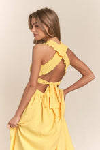 Load image into Gallery viewer, Banana Crisscross Back Tie Smocked Maxi Dress