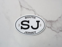 Load image into Gallery viewer, White Oval South Jersey Bumper Sticker