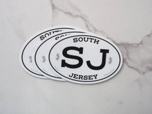 Load image into Gallery viewer, White Oval South Jersey Bumper Sticker