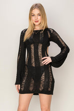 Load image into Gallery viewer, Black Backless Cover Up Mini Dress