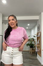 Load image into Gallery viewer, *FINAL SALE* White Button-Fly Denim Shorts