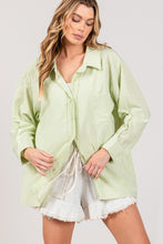 Load image into Gallery viewer, Sage Striped Button Up Long Sleeve Shirt