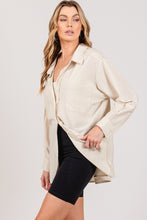 Load image into Gallery viewer, Taupe Striped Button Up Long Sleeve Shirt