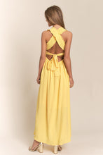Load image into Gallery viewer, Banana Crisscross Back Tie Smocked Maxi Dress