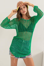 Load image into Gallery viewer, Green Crochet Long Sleeve Cover Up