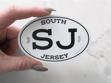 Load image into Gallery viewer, White Oval South Jersey Bumper Sticker