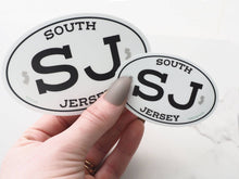 Load image into Gallery viewer, White Oval South Jersey Bumper Sticker