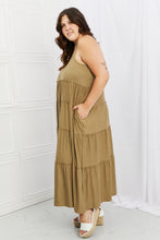 Load image into Gallery viewer, Khaki Spaghetti Strap Tiered Dress with Pockets
