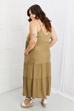 Load image into Gallery viewer, Khaki Spaghetti Strap Tiered Dress with Pockets