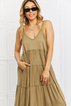 Load image into Gallery viewer, Khaki Spaghetti Strap Tiered Dress with Pockets