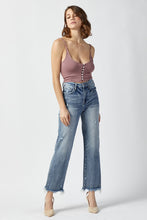 Load image into Gallery viewer, High Waist Raw Hem Straight Jeans