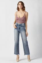 Load image into Gallery viewer, High Waist Raw Hem Straight Jeans