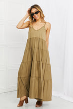 Load image into Gallery viewer, Khaki Spaghetti Strap Tiered Dress with Pockets