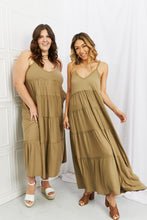 Load image into Gallery viewer, Khaki Spaghetti Strap Tiered Dress with Pockets