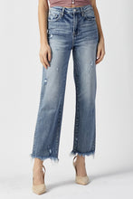 Load image into Gallery viewer, High Waist Raw Hem Straight Jeans