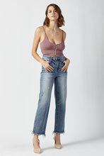 Load image into Gallery viewer, High Waist Raw Hem Straight Jeans