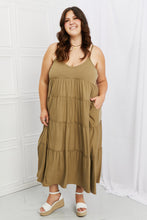 Load image into Gallery viewer, Khaki Spaghetti Strap Tiered Dress with Pockets