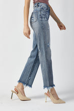 Load image into Gallery viewer, High Waist Raw Hem Straight Jeans