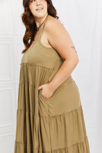 Load image into Gallery viewer, Khaki Spaghetti Strap Tiered Dress with Pockets
