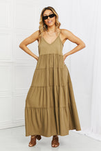 Load image into Gallery viewer, Khaki Spaghetti Strap Tiered Dress with Pockets