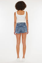Load image into Gallery viewer, Dark Wash Distressed Button Fly Denim Shorts