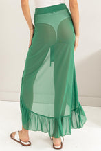 Load image into Gallery viewer, Green Ruffle Trim Cover Up Sarong Skirt