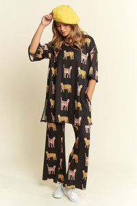 [Regular & Plus Sizes] Urban Safari Oversized T-Shirt and Pant Set