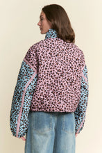 Load image into Gallery viewer, Two-Tone Bubblegum Leopard Puffer Jacket