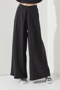 [PLUS] Black Terry Wide Leg Pants