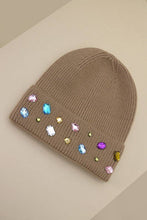 Load image into Gallery viewer, &quot;Shine Bright&quot; Embellished Beanie Hat in Tan