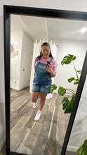 Load image into Gallery viewer, *FINAL SALE* Distressed Denim Short Overalls