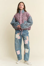 Load image into Gallery viewer, Two-Tone Bubblegum Leopard Puffer Jacket