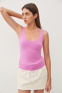 Raspberry Scoop Neck Wide Strap Tank