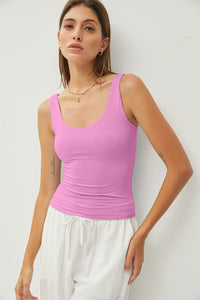 Raspberry Scoop Neck Wide Strap Tank