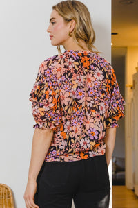 Floral Tie Neck Ruffled Blouse [S - 3X]