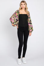 Load image into Gallery viewer, Black Floral Balloon Sleeve Blouse [S - 3X]