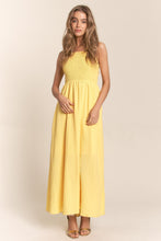 Load image into Gallery viewer, Banana Crisscross Back Tie Smocked Maxi Dress
