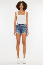 Load image into Gallery viewer, Dark Wash Distressed Button Fly Denim Shorts