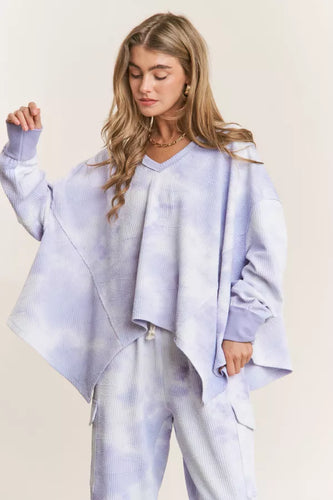 Lavender Cloud Oversized V-Neck Top