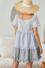 Load image into Gallery viewer, Striped Ruffle Tiered Mini Dress