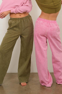 Elastic High Waist Wide Leg Pants