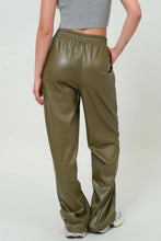 Load image into Gallery viewer, Dark Olive Vegan Leather High Waist Pants