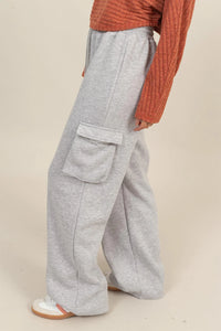 Grey High Waist Cargo Sweatpants