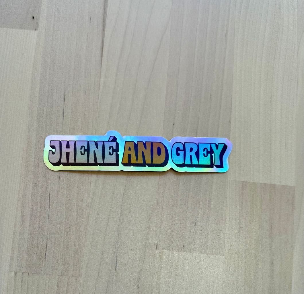 Jhene and Grey Text Logo Sticker