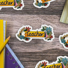 Load image into Gallery viewer, Teacher Floral Pencil Sticker