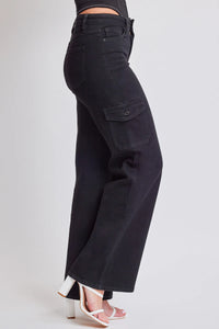 Wide Leg Cargo Jeans in Black