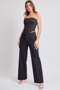 Wide Leg Cargo Jeans in Black