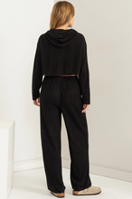 Load image into Gallery viewer, Ribbed Knit Cropped Hoodie and Pants Lounge Set