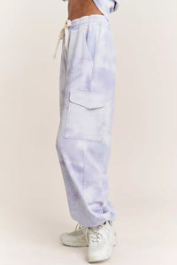 Lavender Cloud Tie-Dye Cargo Lounge Pant