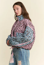 Load image into Gallery viewer, Two-Tone Bubblegum Leopard Puffer Jacket